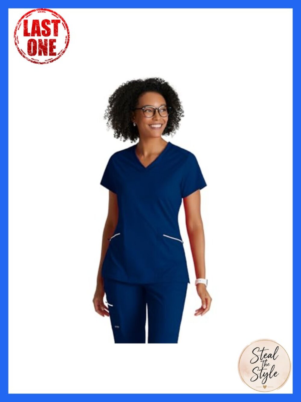 Performance Knit Scrub Top V-Neck 2-Pocket 360 Spandex Stretch Medical